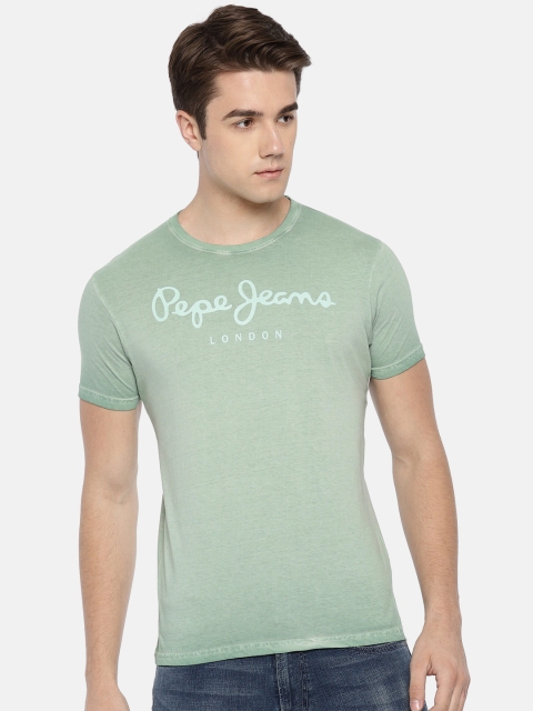 

Pepe Jeans Men Green Slim Fit Printed Round Neck Pure Cotton T-shirt