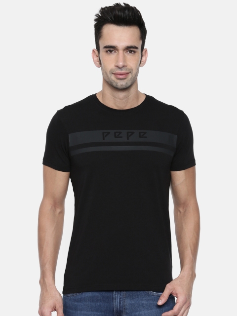 

Pepe Jeans Men Black Slim Fit Printed Round Neck T-shirt