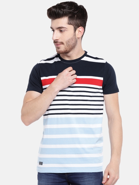 

Pepe Jeans Men Navy Blue Striped Round Neck T-shirt