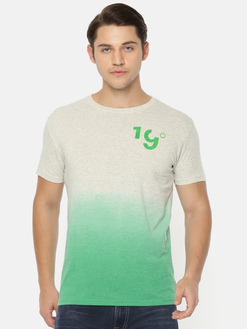 

Pepe Jeans Men Green & Grey Melange Dyed Round Neck T-shirt