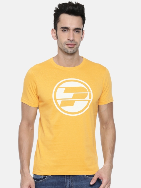

Pepe Jeans Men Yellow Slim Fit Printed Round Neck Pure Cotton T-shirt