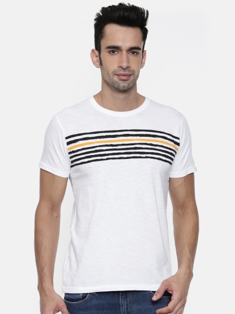 

Pepe Jeans Men White Striped Slim Fit Round Neck T-shirt