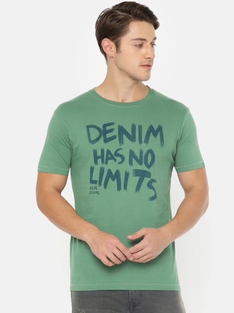 

Pepe Jeans Men Green Printed Round Neck T-shirt