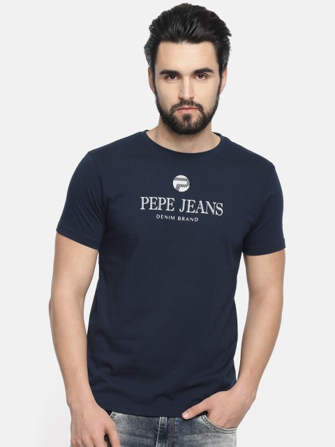 

Pepe Jeans Men Navy Blue Printed Round Neck T-shirt