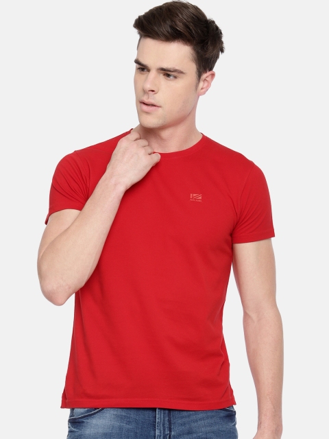 

Pepe Jeans Men Red Solid Round Neck Pure Cotton T-shirt