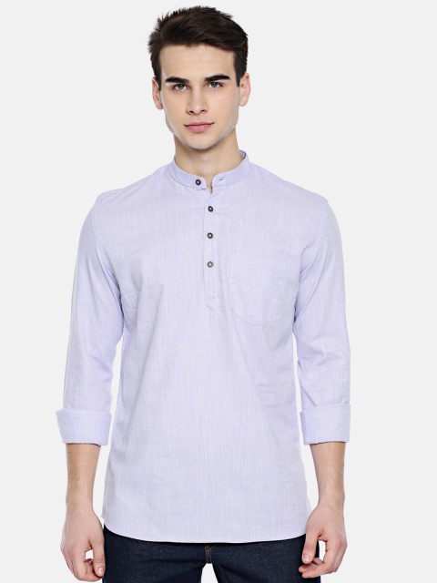 

British Club Men Purple Solid Straight Kurta