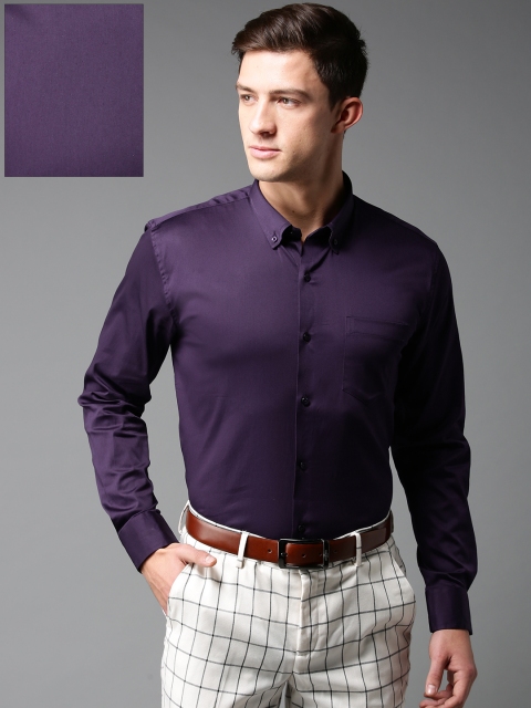 

DENNISON Men Purple Classic Slim Fit Solid Formal Shirt