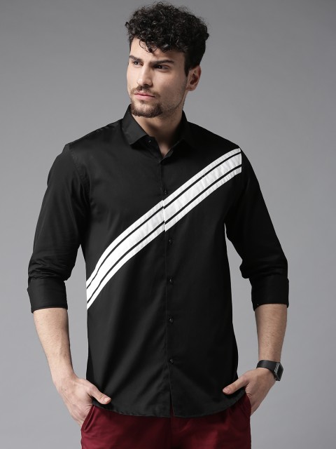 

DENNISON Men Black Smart Slim Fit Solid Party Shirt