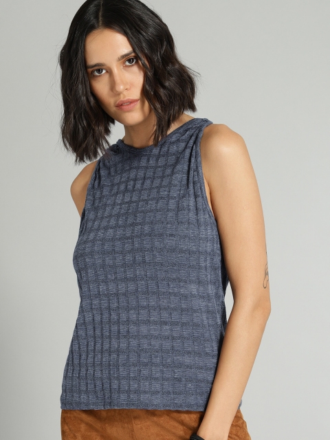 

Roadster Women Grey Self Design Top