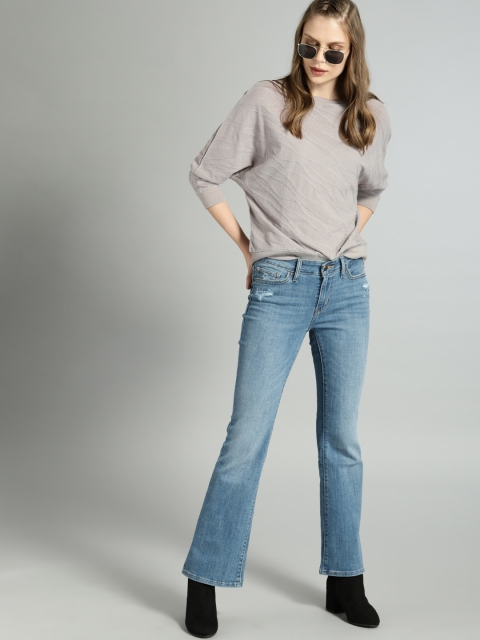 

Roadster Women Grey Self Design Top