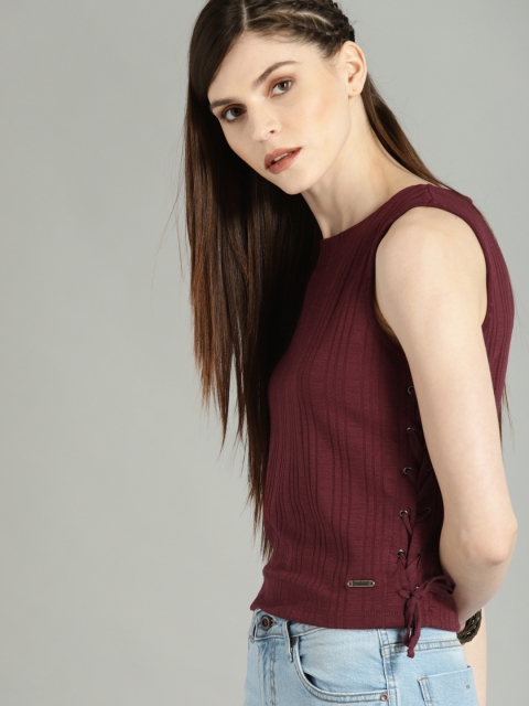 

Roadster Women Burgundy Solid Top