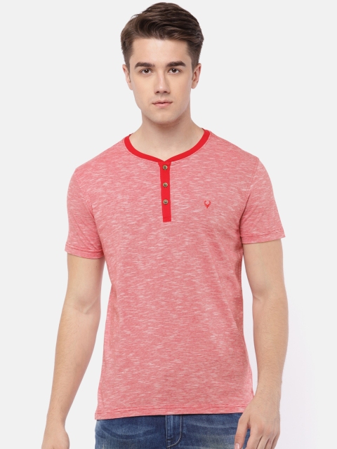 

Allen Solly Men Red Solid Henley Neck T-shirt
