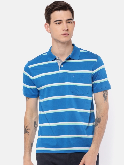 

Allen Solly Men Blue Striped Polo Collar T-shirt