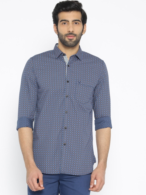 

Allen Solly Men Navy Blue Slim Fit Printed Casual Shirt