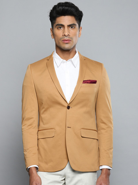 

Louis Philippe Men Khaki Solid Super Slim Fit Formal Single-Breasted Blazer