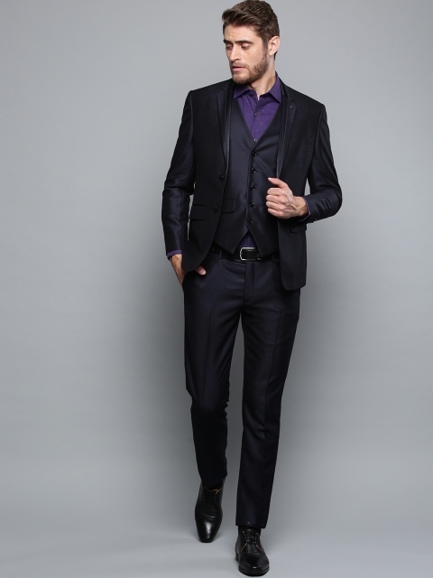 

Louis Phillipe Men Navy Blue Solid Single Breasted Slim Fit Party Suit