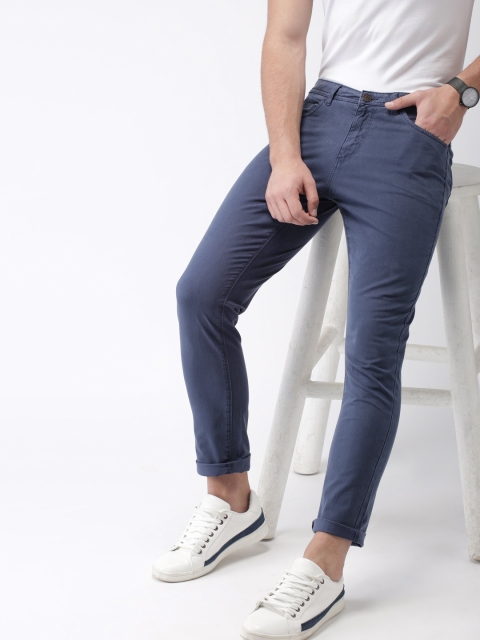 

Mast & Harbour Men Blue Regular Fit Printed Chinos