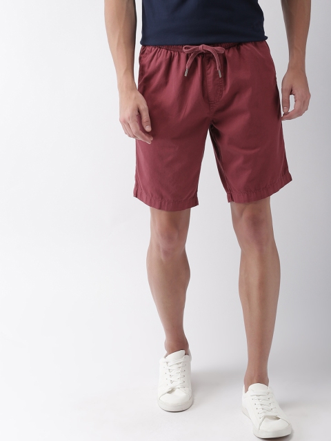 

Mast & Harbour Men Maroon Solid Regular Fit Chino Shorts