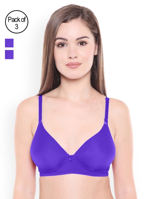 

Bodycare Pack of 3 Blue Solid Non-Wired Heavily Padded Push-Up Bra E6568