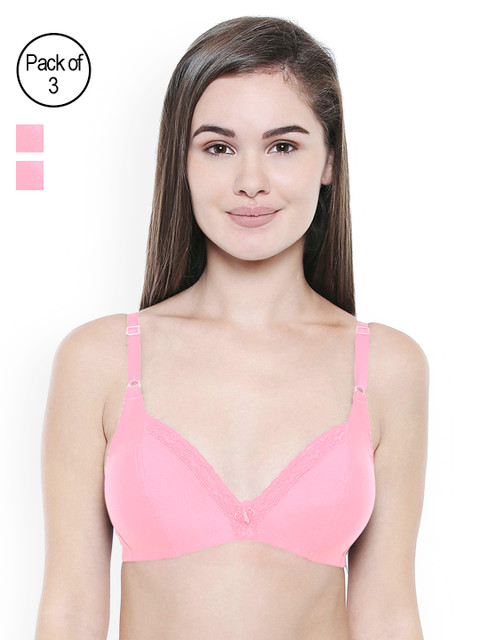 

Bodycare Pack of 3 Pink Solid Non-Wired Non Padded Everyday Bras E1526PIPIPI