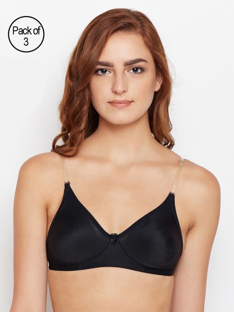 

Bodycare Pack of 3 Black Solid Non-Wired Non Padded T-shirt Bras E6510BBB
