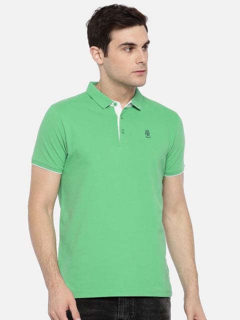 

Pepe Jeans Men Green Solid Polo Collar Pure Cotton T-shirt