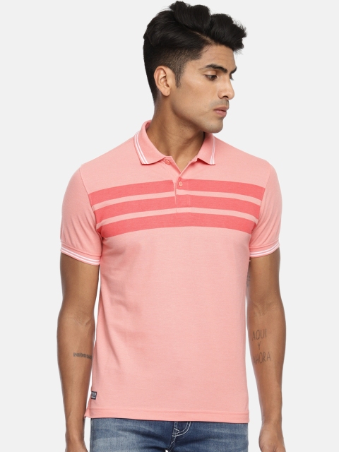 

Pepe Jeans Men Coral Pink Striped AXEL Polo Collar T-shirt