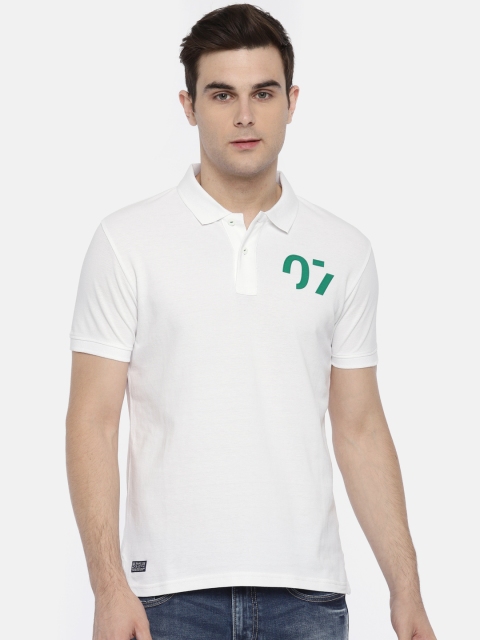 

Pepe Jeans Men White Solid Polo Collar Pure Cotton T-shirt