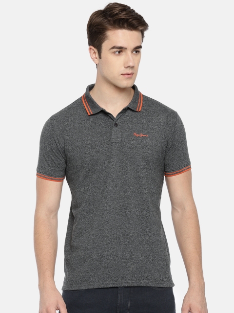 

Pepe Jeans Men Charcoal Grey Solid Polo T-shirt