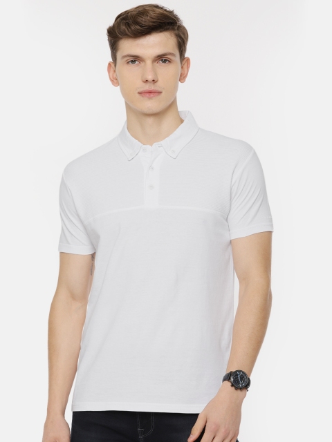 

Pepe Jeans Men White Solid Polo Collar Pure Cotton T-shirt