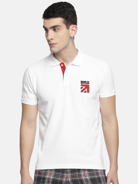 

Pepe Jeans Men White Solid Polo Collar Pure Cotton T-shirt