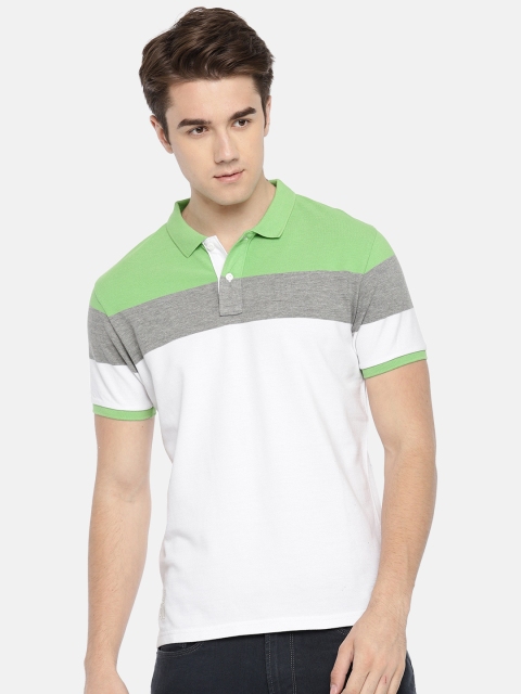 

Pepe Jeans Men Green & White Colourblocked Polo T-shirt