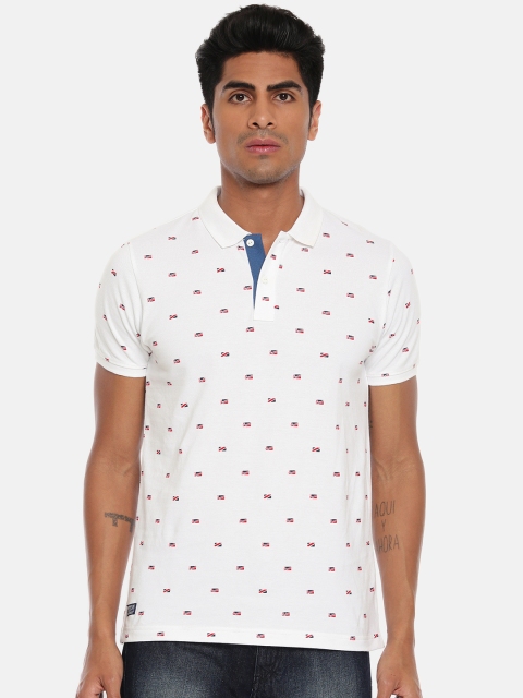 

Pepe Jeans Men White Printed Polo Collar Pure Cotton T-shirt