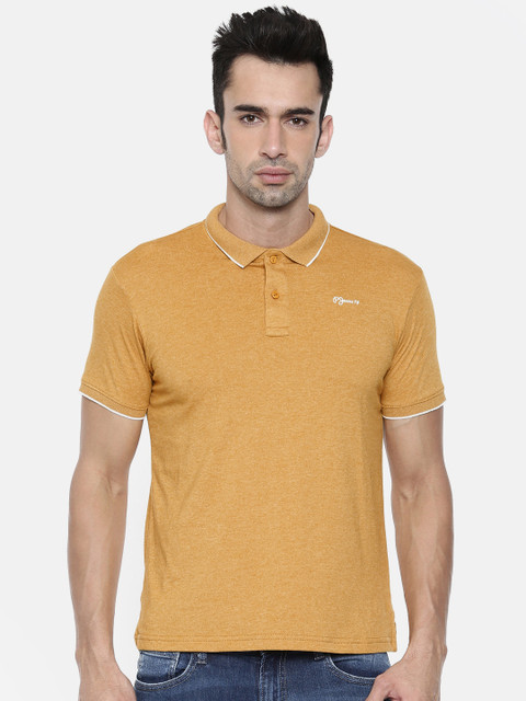 

Pepe Jeans Men Mustard Yellow Solid Polo Collar T-shirt