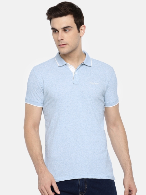 

Pepe Jeans Men Blue Solid Polo Collar T-shirt