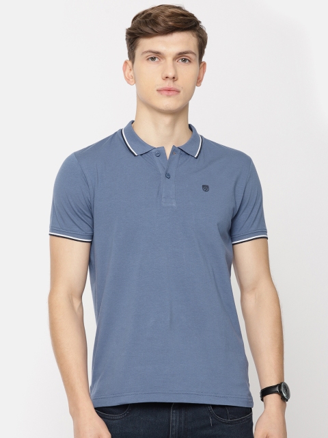 

Pepe Jeans Men Blue Solid Polo Collar T-shirt