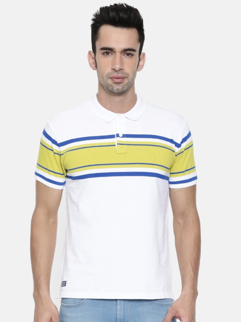 

Pepe Jeans Men White Striped Polo Collar Pure Cotton T-shirt