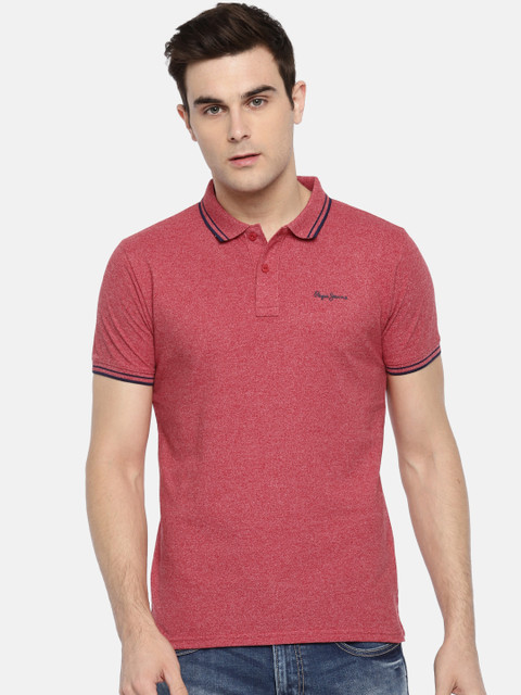 

Pepe Jeans Men Red Solid Polo Collar T-shirt