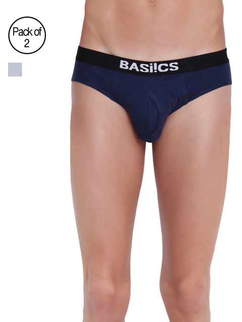 

BASIICS by La Intimo Men Pack of 2 Briefs BCSBR10B0780, Navy blue