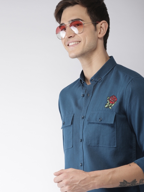 

Mast & Harbour Men Blue Slim Fit Solid Casual Shirt