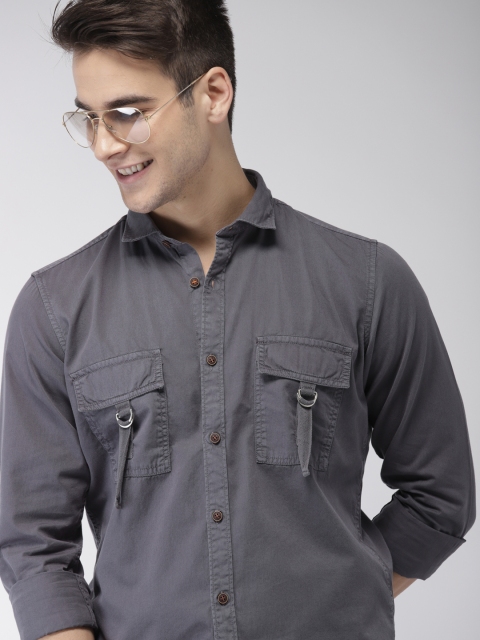 

Mast & Harbour Men Grey Slim Fit Solid Casual Shirt