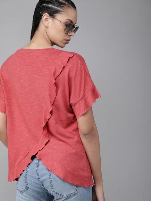 

Roadster Women Pink Solid Styled Back Top