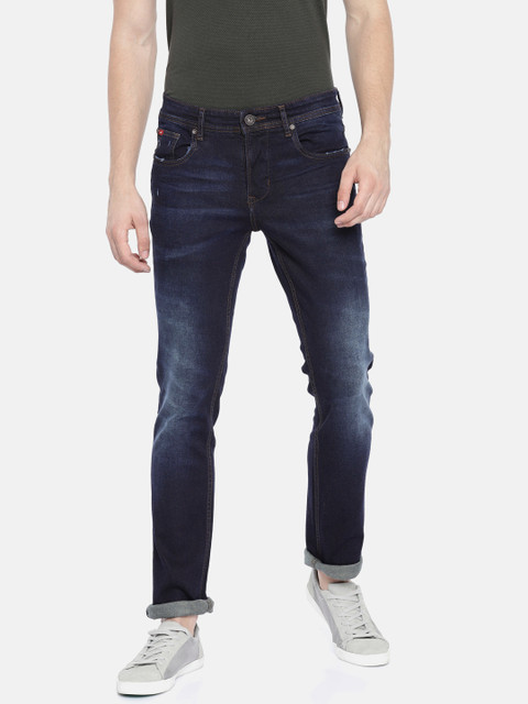 

Lee Cooper Men Blue Slim Fit Mid-Rise Low Distress Stretchable Jeans
