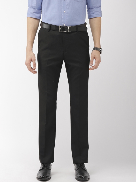 

Arrow Men Black Tapered Fit Self Design Formal Trousers
