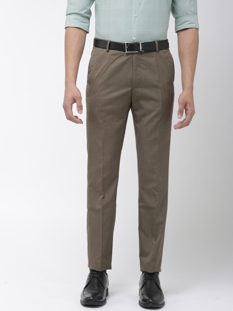 Arrow New York Men Brown Tapered Fit Solid Formal Trousers