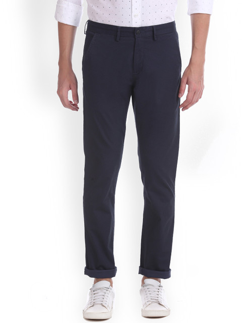 

Arrow Sport Men Navy Blue Regular Fit Solid Regular Trousers
