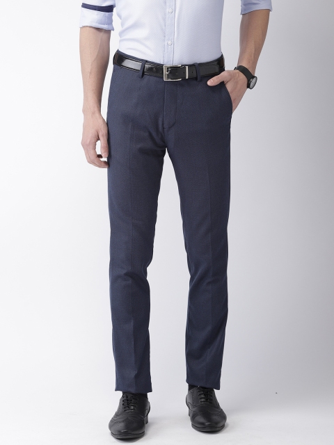 

Arrow Men Navy Blue Solid Formal Trousers