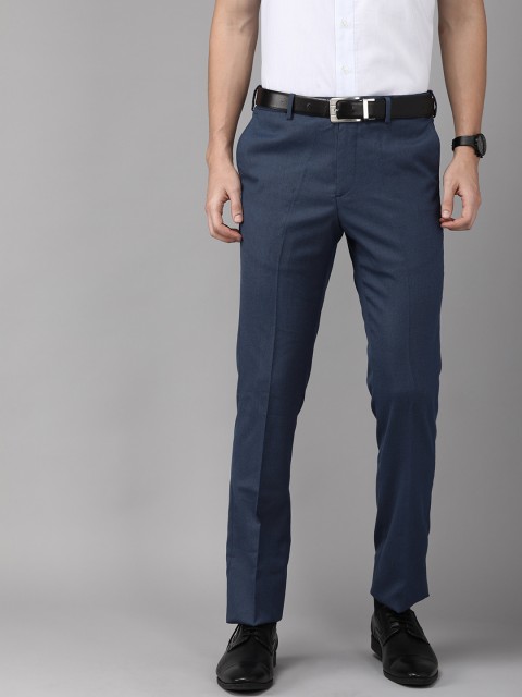 

Arrow Premium Men Navy Blue & Black Tapered Fit Self Design Autoflex Formal Trousers