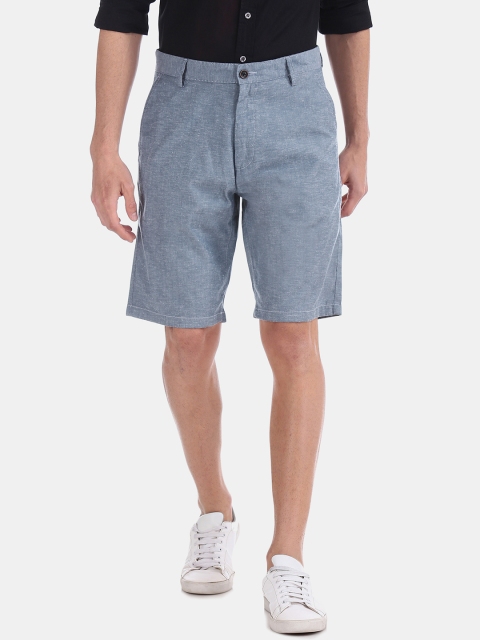 

Arrow Sport Men Blue Slub Weave Solid Regular Fit Shorts