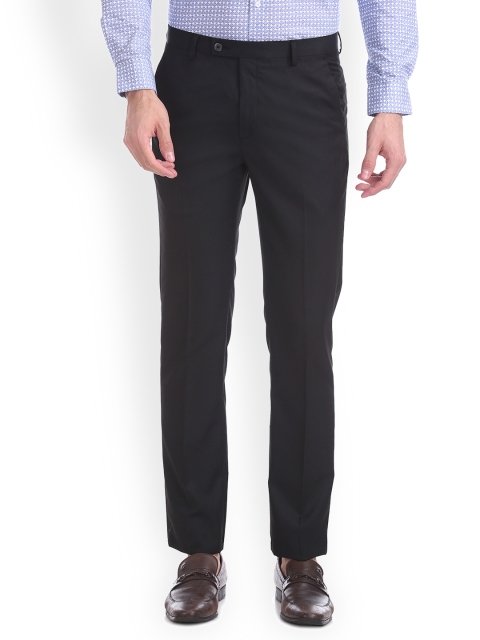 

Arrow New York Men Black Regular Fit Solid Regular Trousers